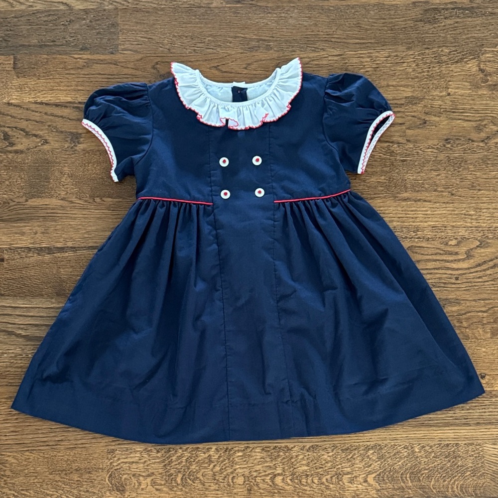The Proper Peony Blue Ruffle Collar Girls Dress